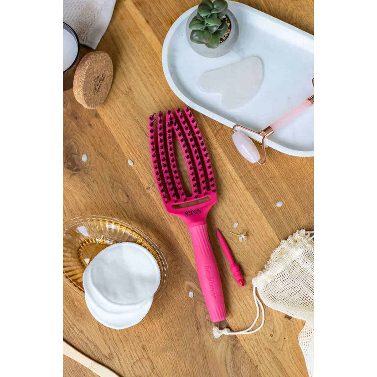 Brosse FINGERBRUSH CARE ICONIC Hot Pink Sanglier & Nylon Taille M - Image 9