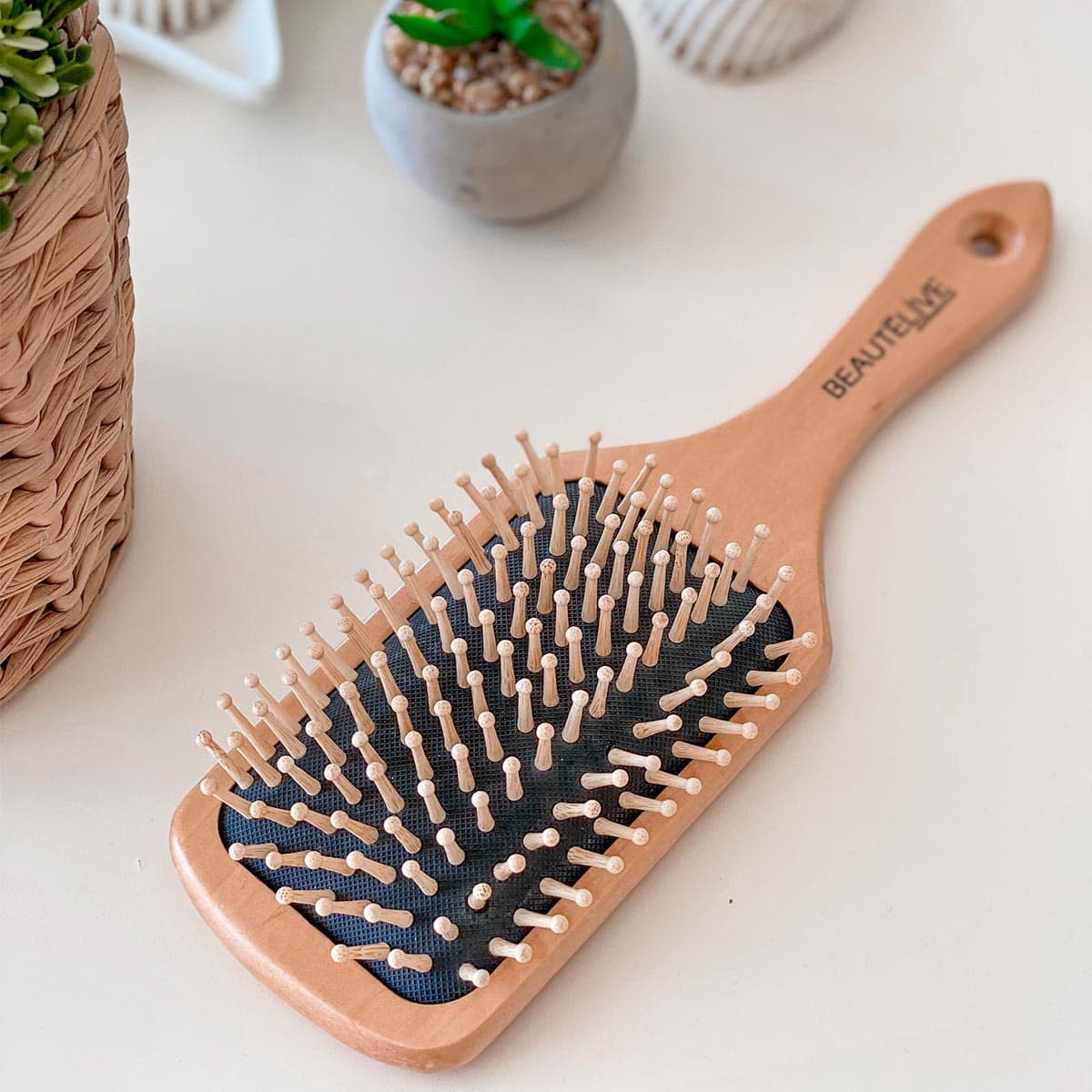 Brosse paddle avec picots en bois - Image 2