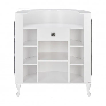 Caisse ROYAL I Arrondie Matelassée avec Boutons  Structure Blanc Mat - Image 3