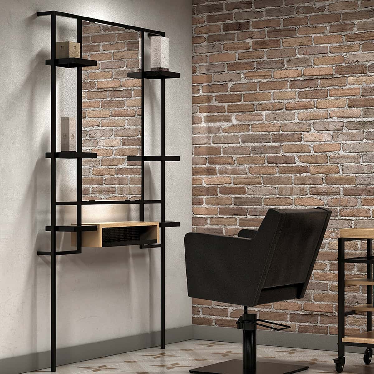 Coiffeuse PUR Noire Eclairage LED - Image 3