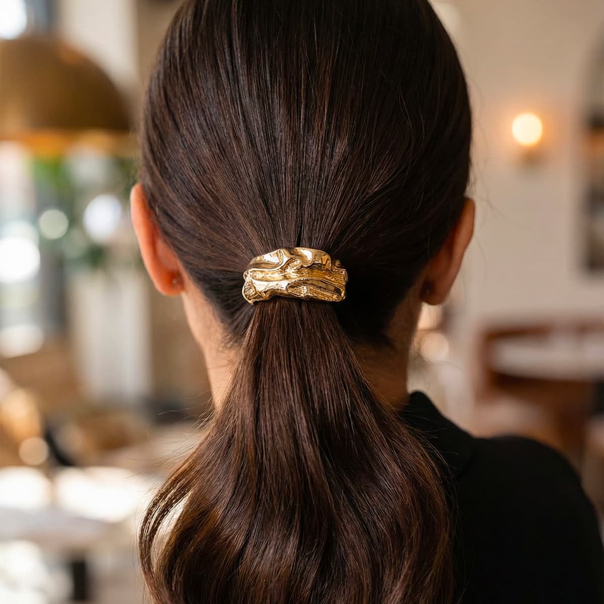 Elastique Cheveux Métallique Doré - Image 3