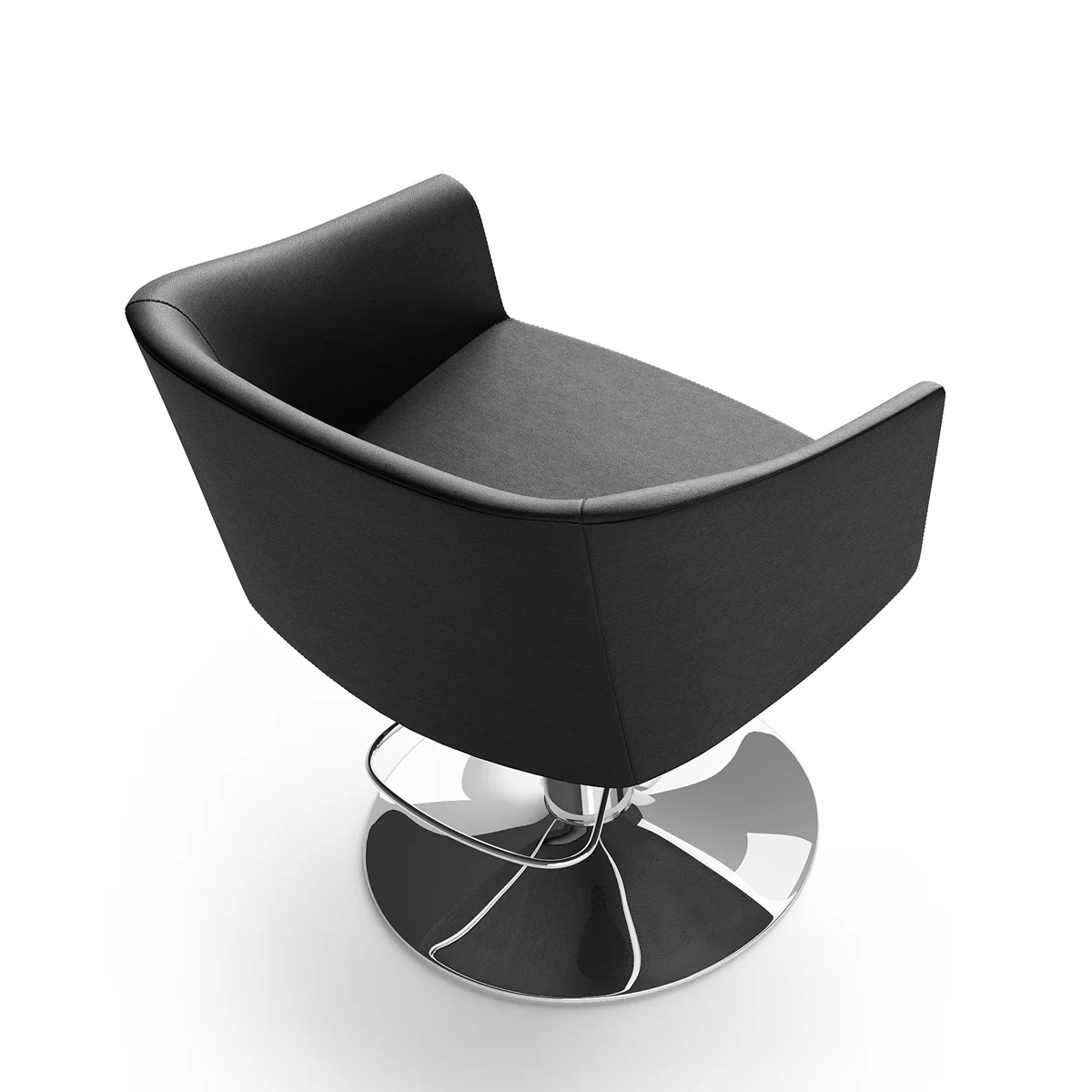 Fauteuil GALA base ronde skaï noir 008C - Image 3