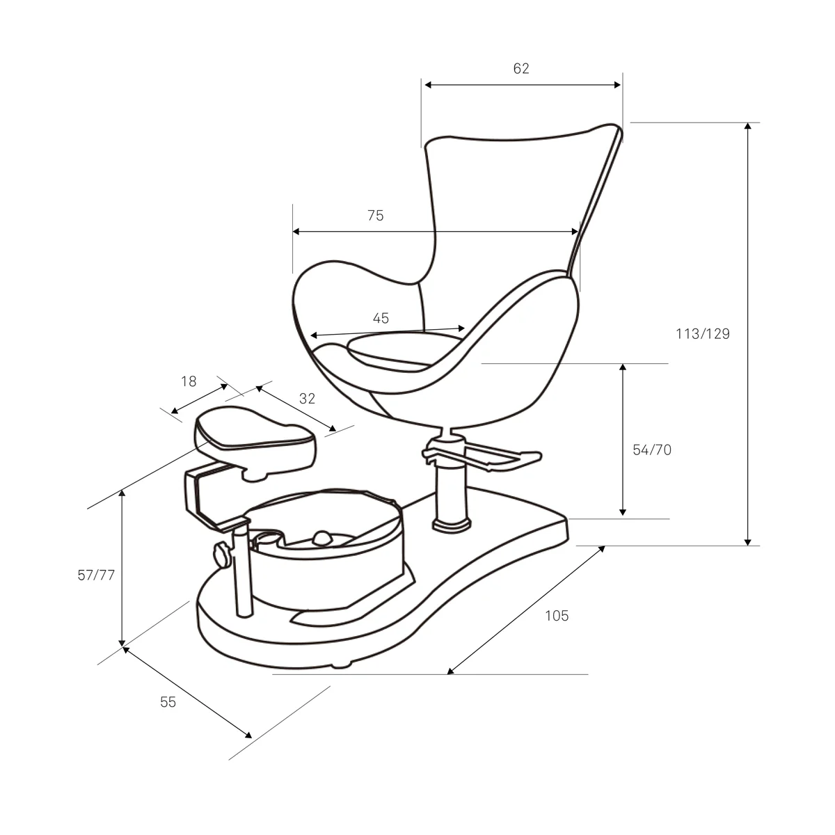 Fauteuil Pédicure CREM avec Bain de Pieds et Repose-Pieds - Image 2