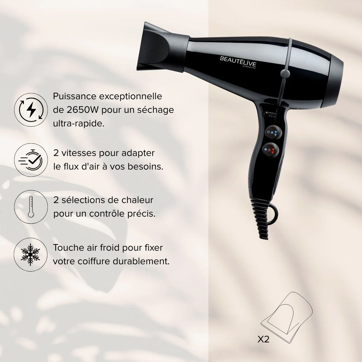 Sèche-Cheveux SUPERIOR Noir 2650W - Image 2