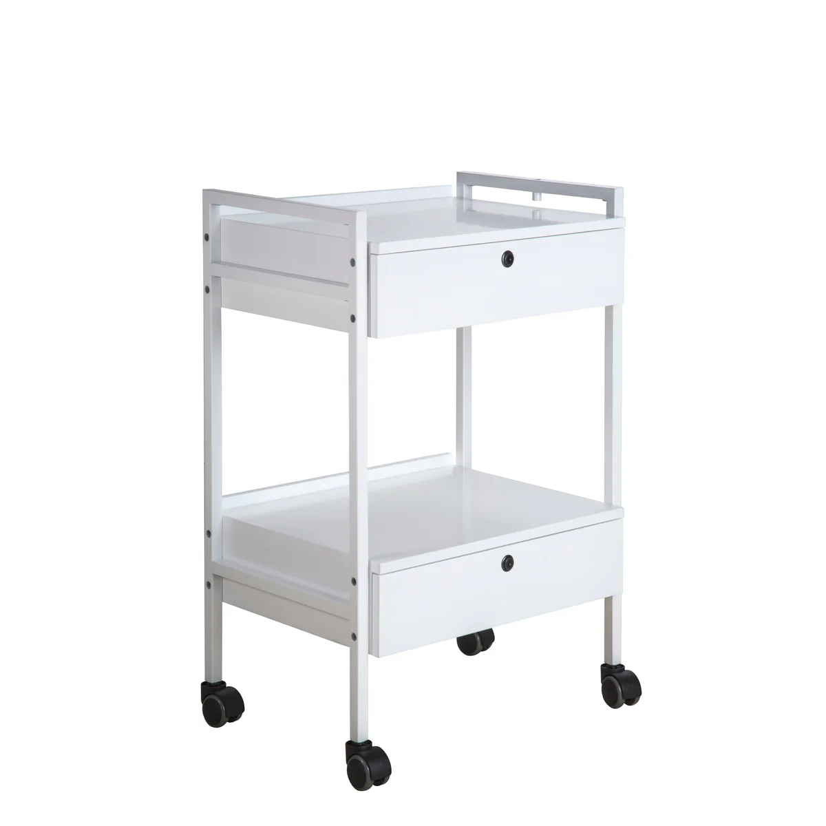 Trolley Blanc Roulettes 2 Tiroirs - Image 3